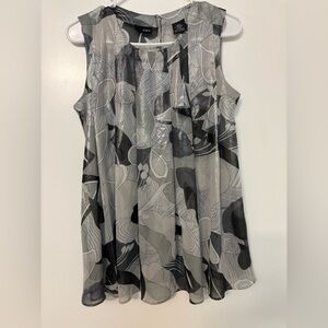 Mixit Black and White Sleeveless Pleated Blouse